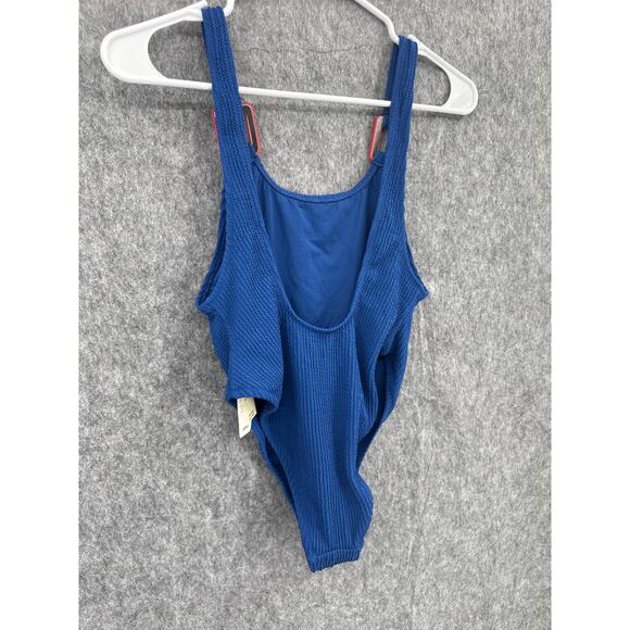 Aerie Swimwear NWT Ribbed Rib Back Cut Blue One Piece Swimsuit Small NEW - Picture 6 of 9